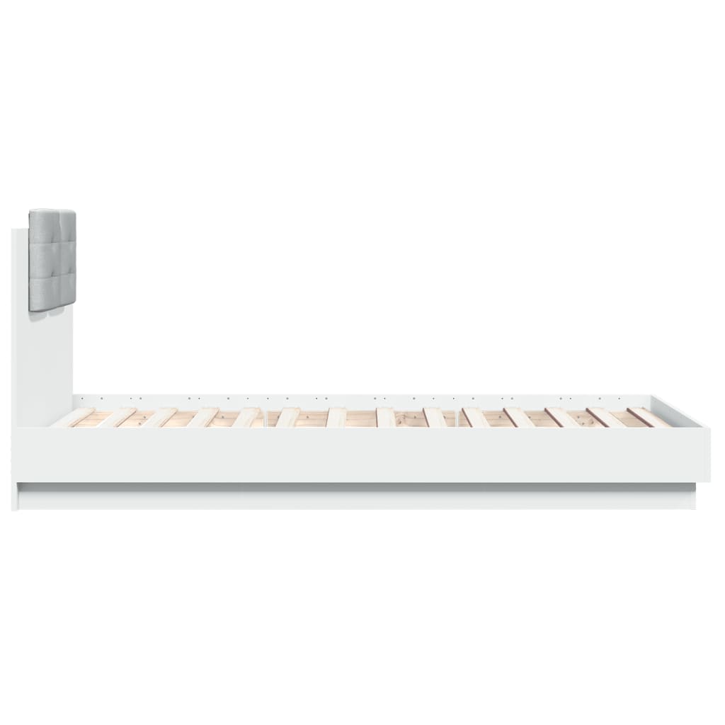 Cadre de lit avec LED sans matelas blanc 75x190 cm