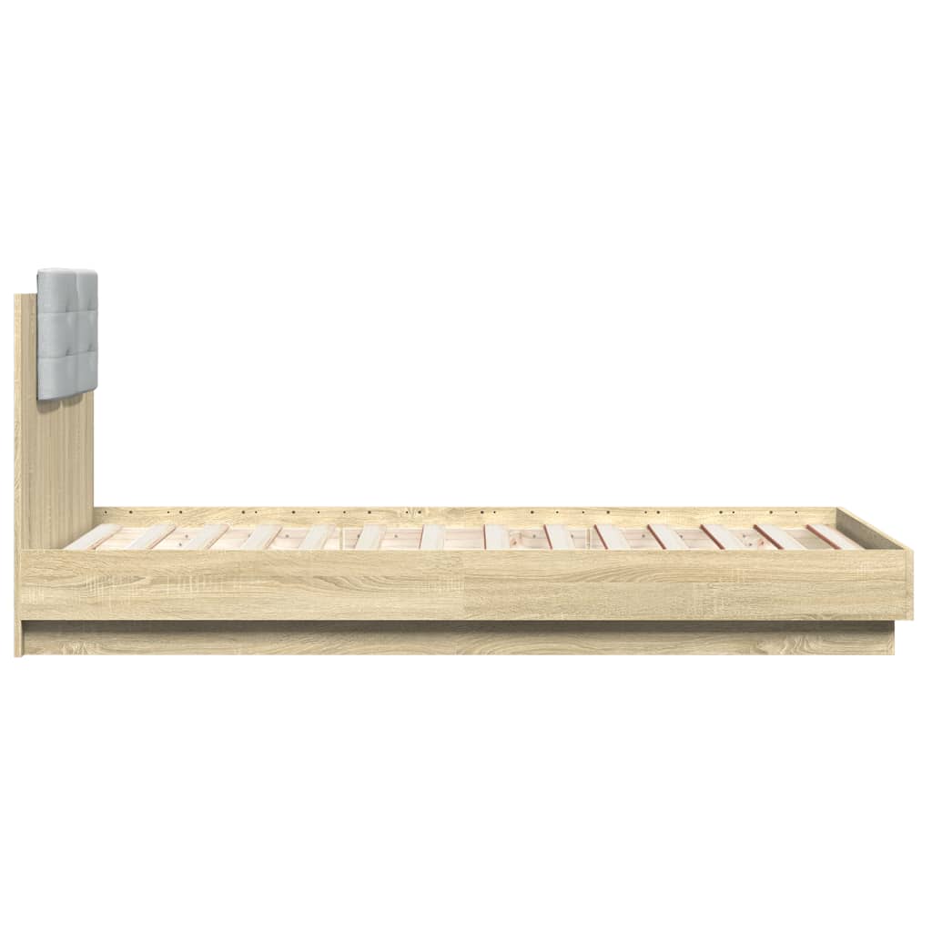 Cadre de lit avec LED sans matelas chêne sonoma 75x190 cm