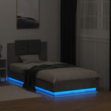 Cadre de lit avec LED sans matelas gris béton 75x190 cm