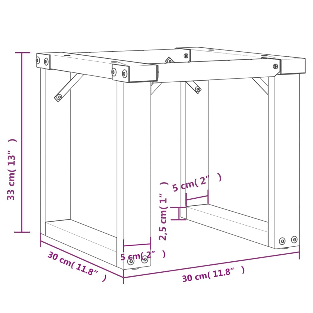 Coffee table legs O frame 30x30x33 cm steel