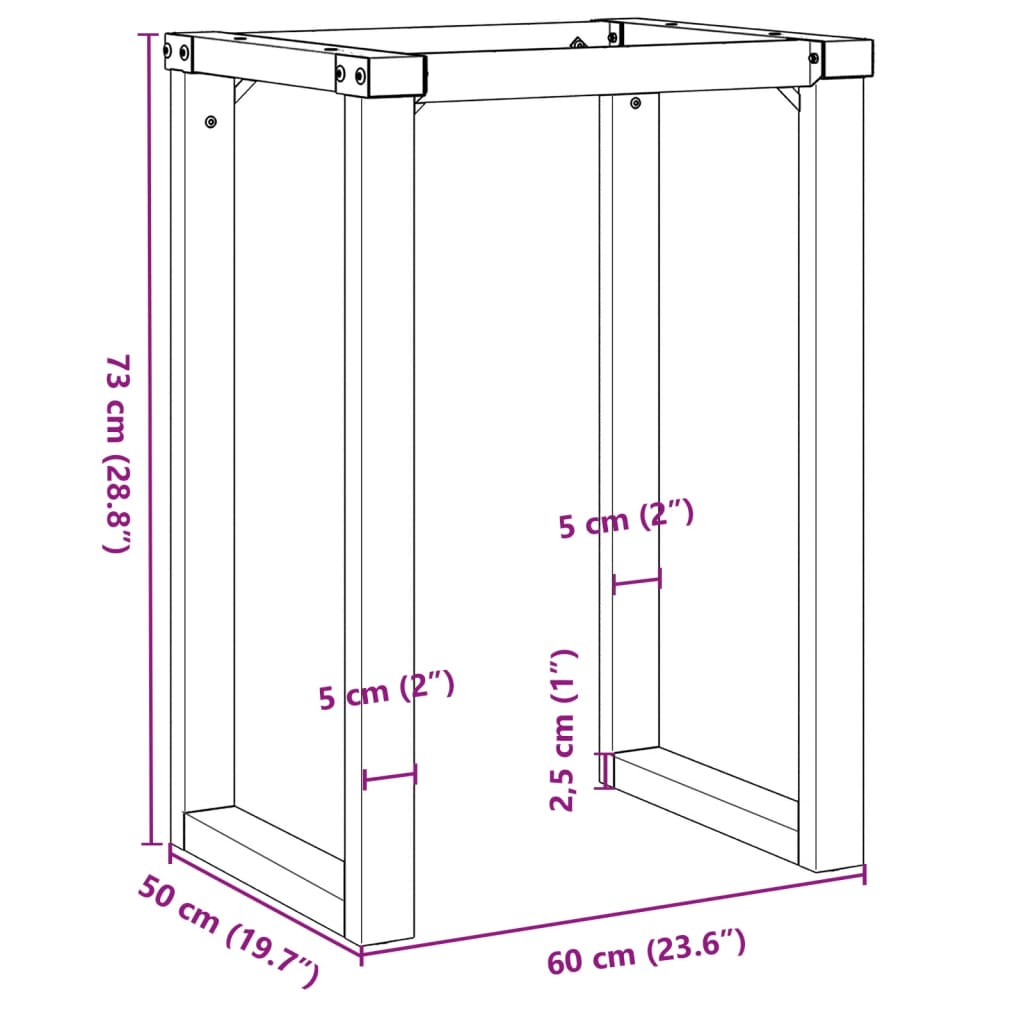 Dining table legs O frame 60x50x73 cm steel