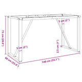 Dining table legs O frame 140x60x73 cm steel