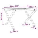 Pieds de table basse cadre en X 60x40x38 cm acier