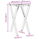 Pieds de table à manger cadre en X 40x40x73 cm acier