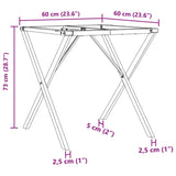 Pieds de table à manger cadre en X 60x60x73 cm acier