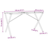 Pieds de table à manger cadre en X 120x60x73 cm acier