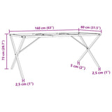 Pieds de table à manger cadre en X 160x80x73 cm acier