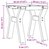 Pieds de table basse cadre en Y 30x30x33 cm acier