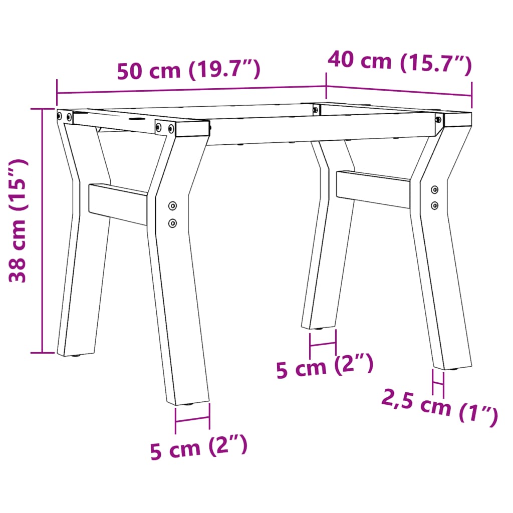 Coffee table legs Y frame 50x40x38 cm steel