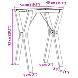 Pieds de table à manger cadre en Y 50x40x73 cm acier