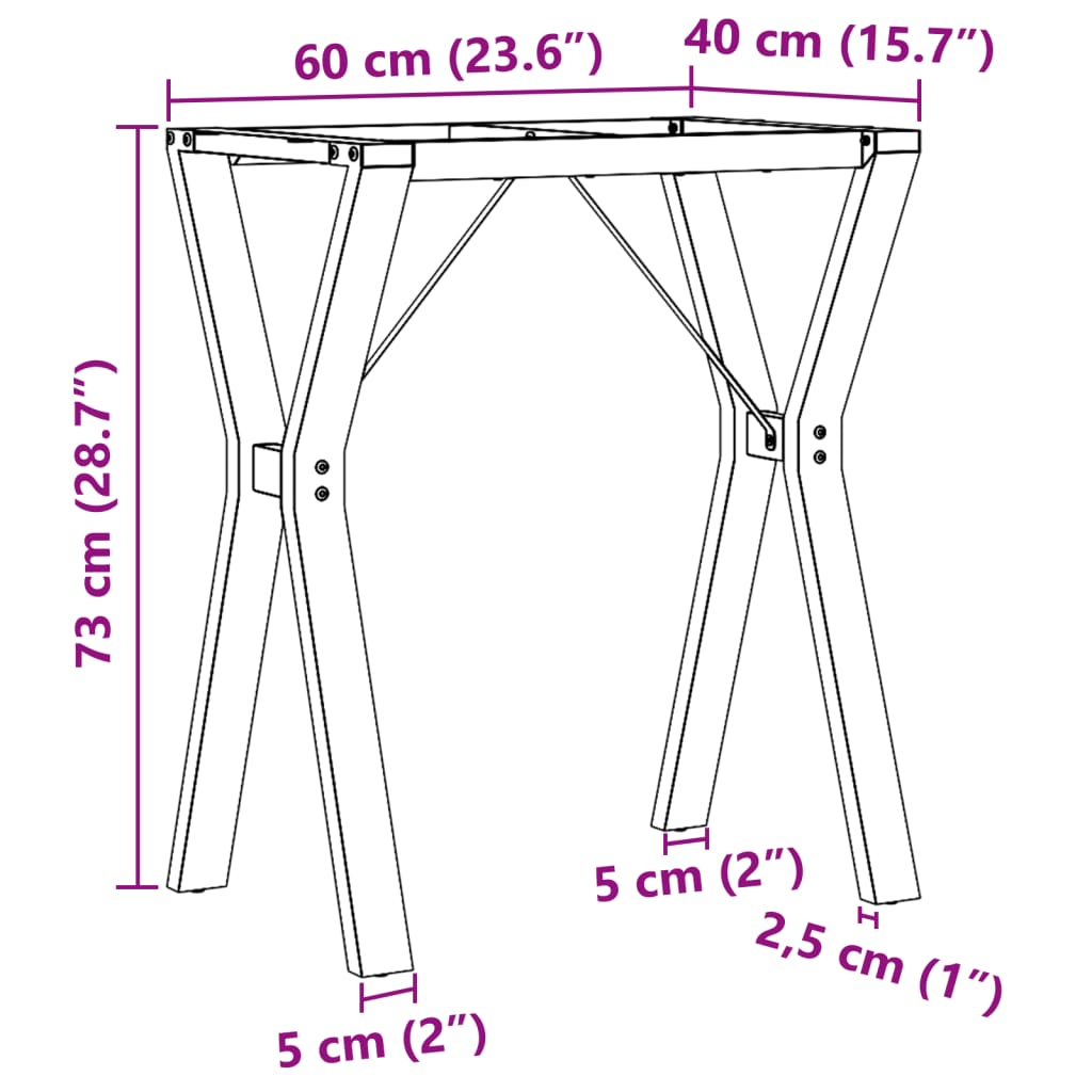 Pieds de table à manger cadre en Y 60x40x73 cm acier