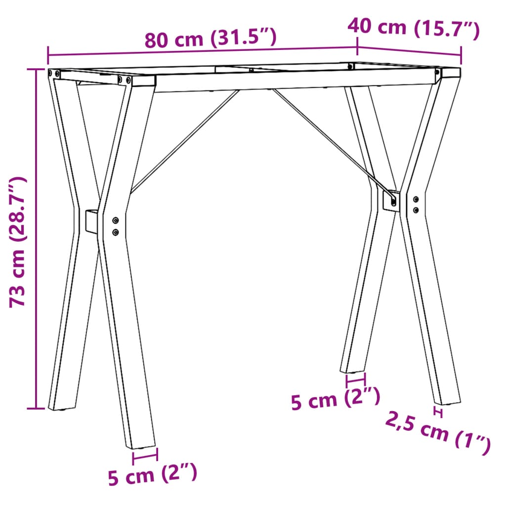 Pieds de table à manger cadre en Y 80x40x73 cm acier