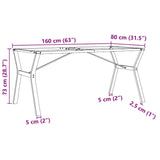 Pieds de table à manger cadre en Y 160x80x73 cm acier