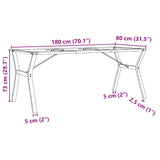 Pieds de table à manger cadre en Y 180x80x73 cm acier