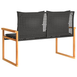 Banc de jardin avec coussin noir résine tressée et acacia