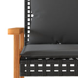 Banc de jardin avec coussin noir résine tressée et acacia