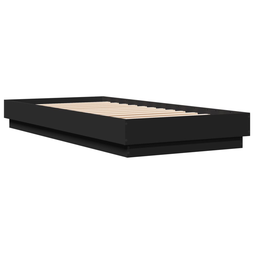 Cadre de lit sans matelas avec lumières LED noir 100x200 cm