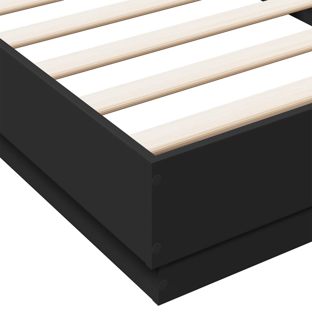 Cadre de lit sans matelas avec lumières LED noir 100x200 cm