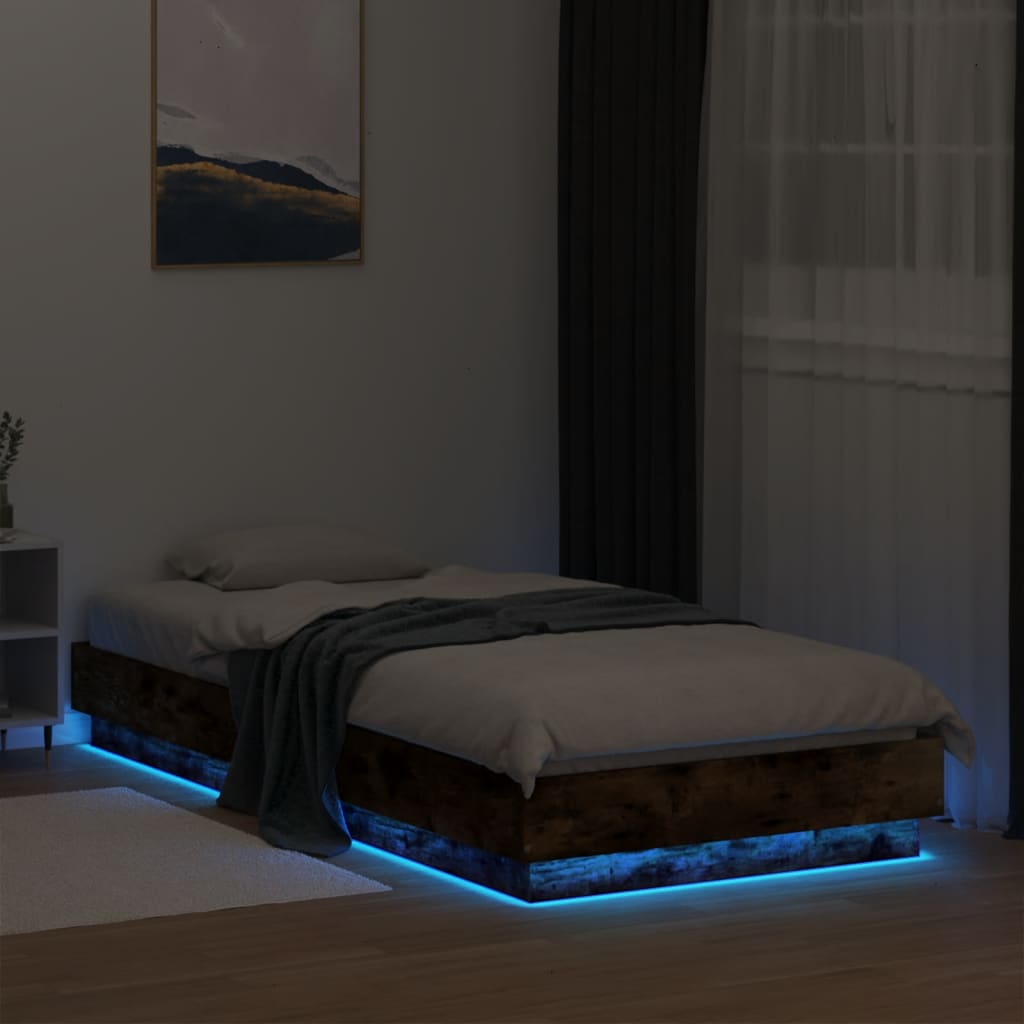 Bed frame without mattress with LED lights 100x200 cm