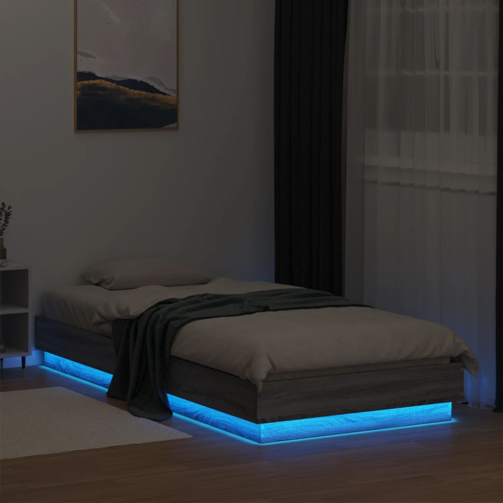 Cadre de lit sans matelas avec lumières LED 100x200 cm