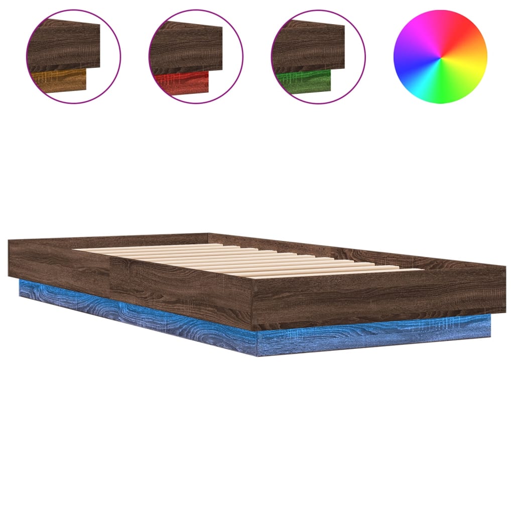 Bed frame without mattress with LED lights 100x200 cm