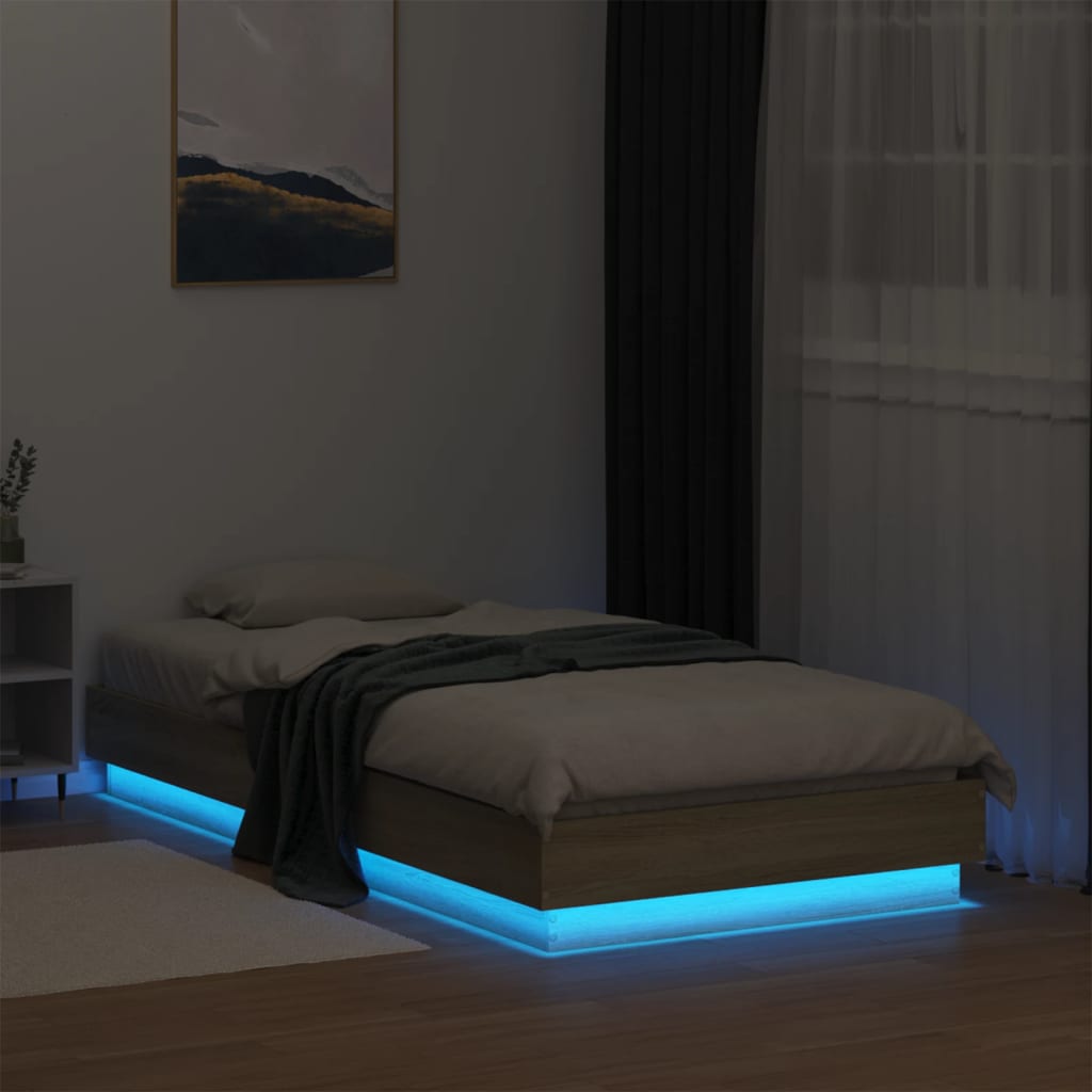 Bed frame without mattress with LED lights 90x190 cm