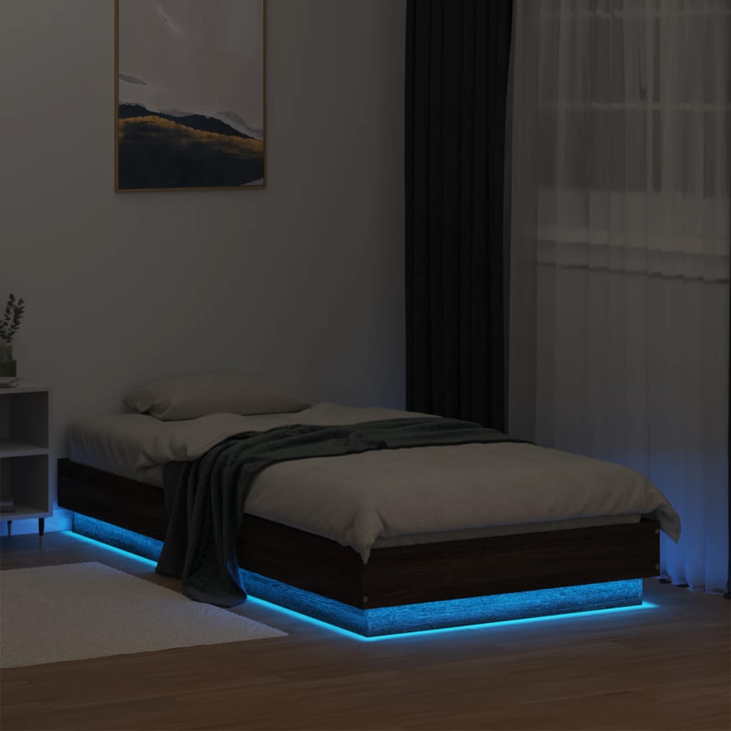 Bed frame without mattress with LED lights 90x190 cm