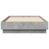 Bed frame without mattress with LED lights concrete gray 75x190cm