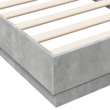 Bed frame without mattress with LED lights concrete gray 75x190cm