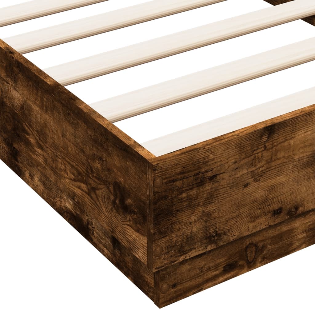 Cadre de lit sans matelas avec lumières LED chêne fumé 75x190cm