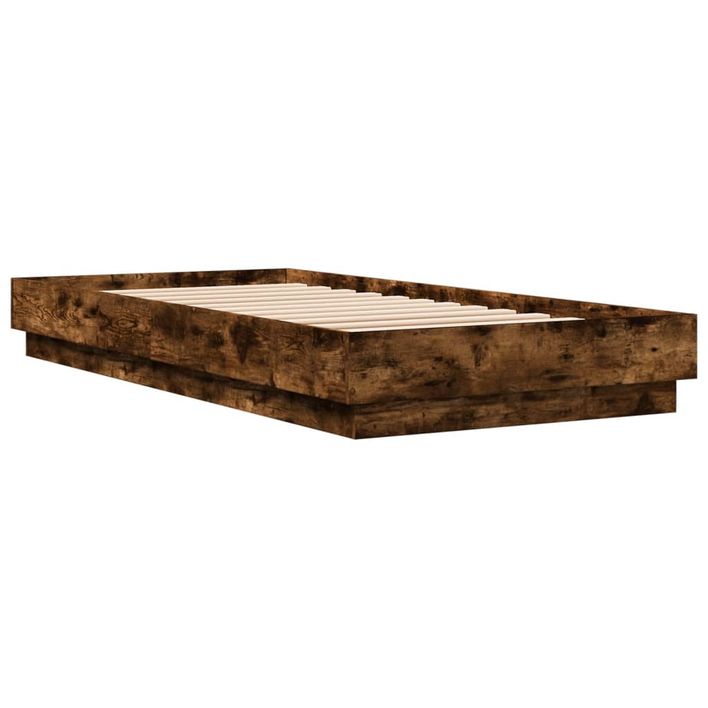 Cadre de lit sans matelas chêne fumé 100x200 cm bois ingénierie