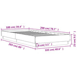 Bed frame without mattress sonoma gray 100x200 cm