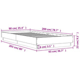 Bed frame without mattress sonoma gray 90x200 cm