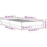 Bettgestell ohne Matratze, braune Eiche, 90 x 200 cm, Holzwerkstoff