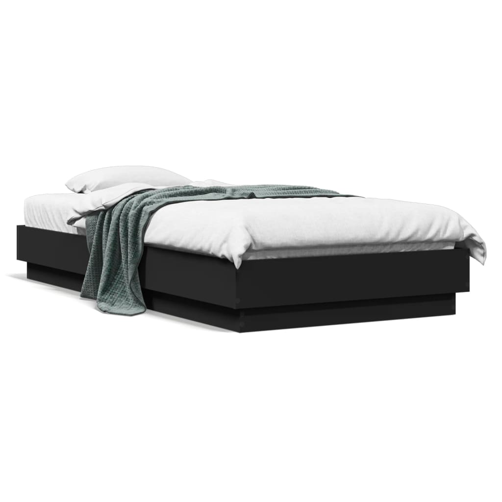 Cadre de lit sans matelas noir 90x190 cm bois ingénierie