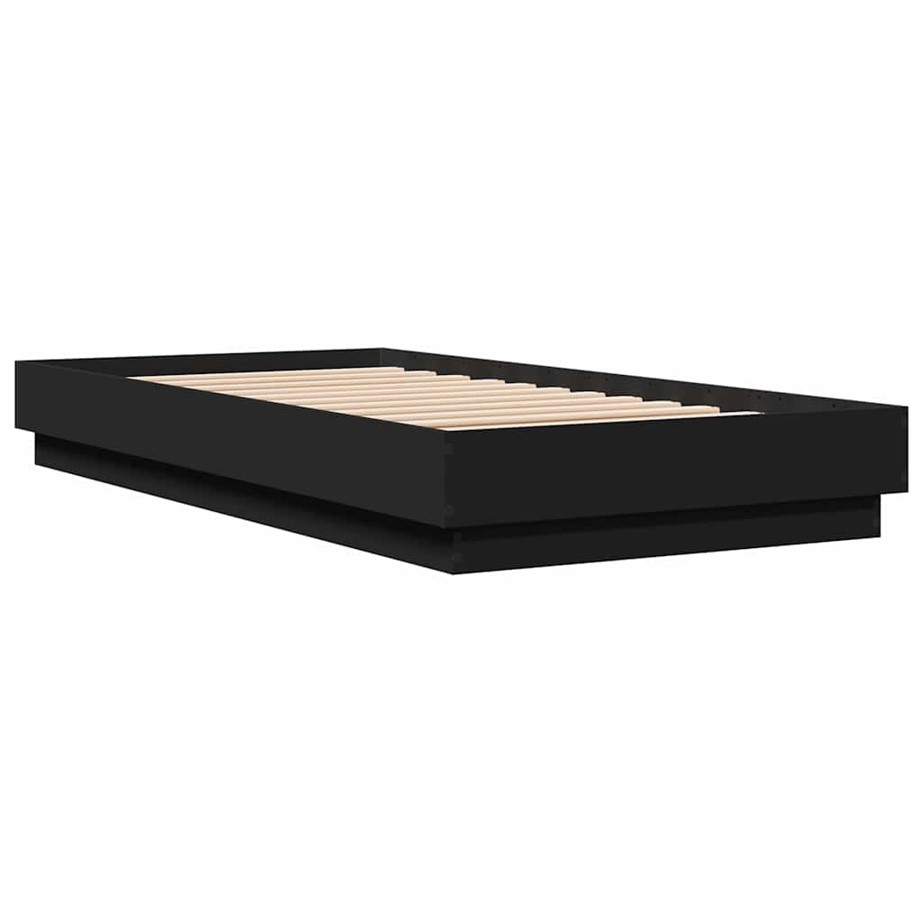 Cadre de lit sans matelas noir 90x190 cm bois ingénierie