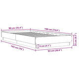 Bed frame without mattress concrete gray 90x190 cm