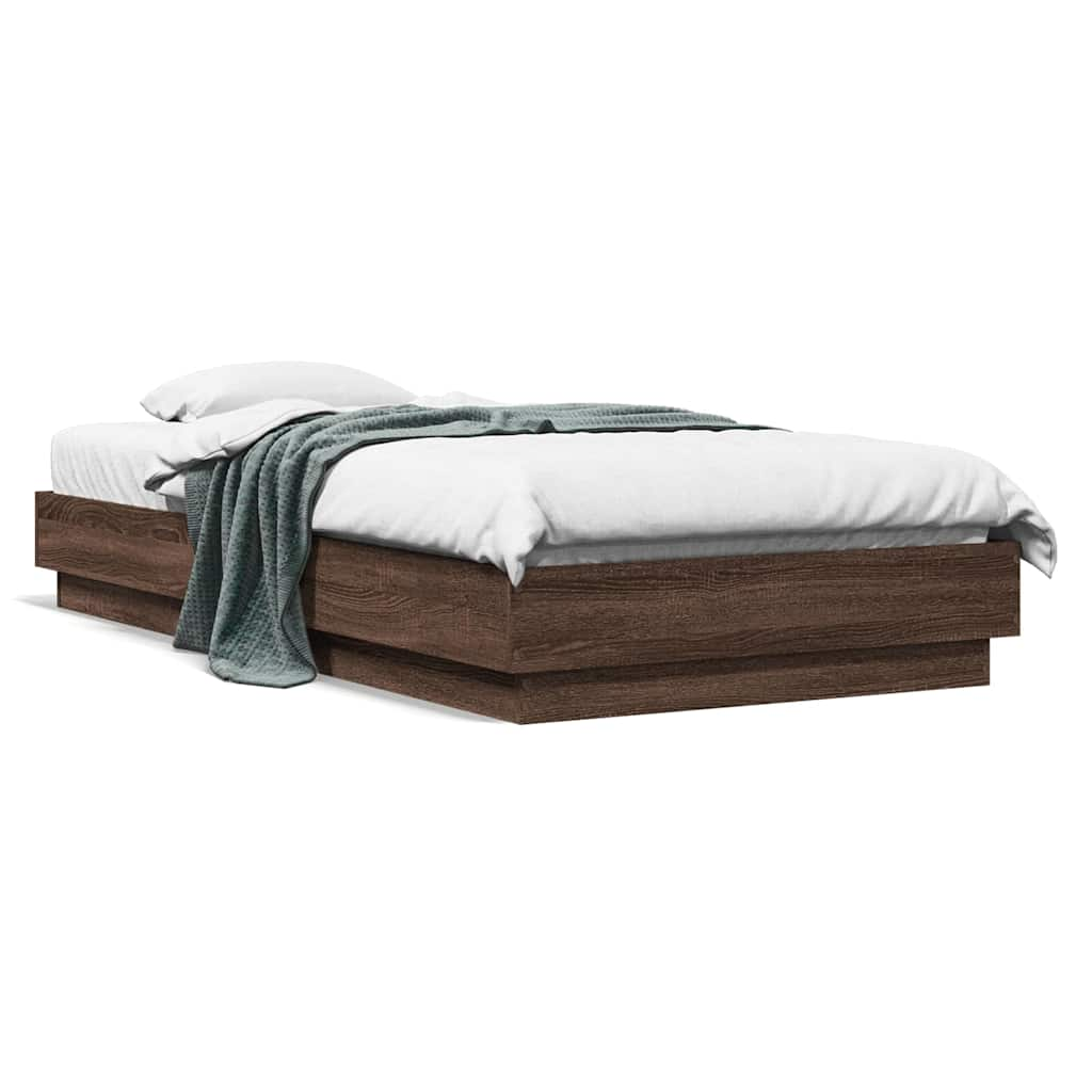 Cadre de lit sans matelas chêne marron 90x190cm bois ingénierie