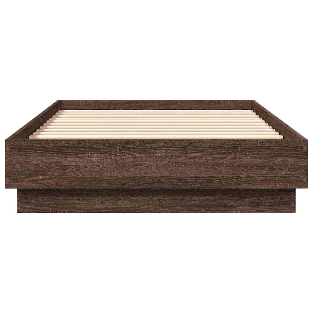 Cadre de lit sans matelas chêne marron 90x190cm bois ingénierie