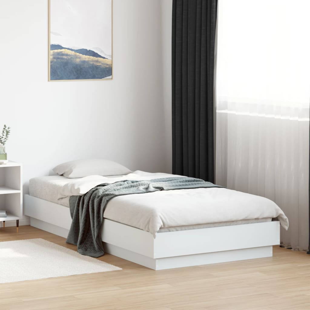 Cadre de lit sans matelas blanc 75x190 cm bois d'ingénierie