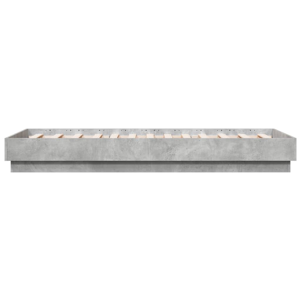 Cadre de lit sans matelas gris béton 75x190 cm