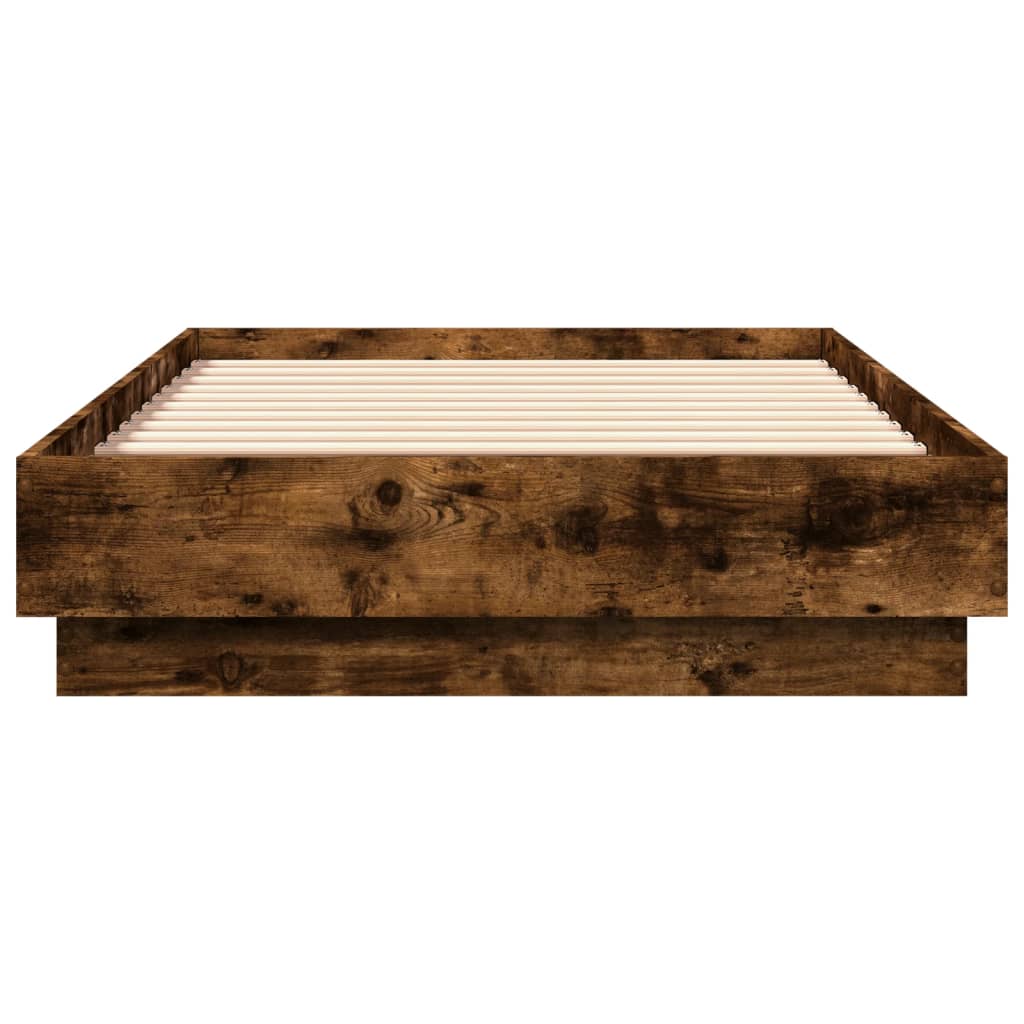 Cadre de lit sans matelas chêne fumé 75x190cm bois d'ingénierie