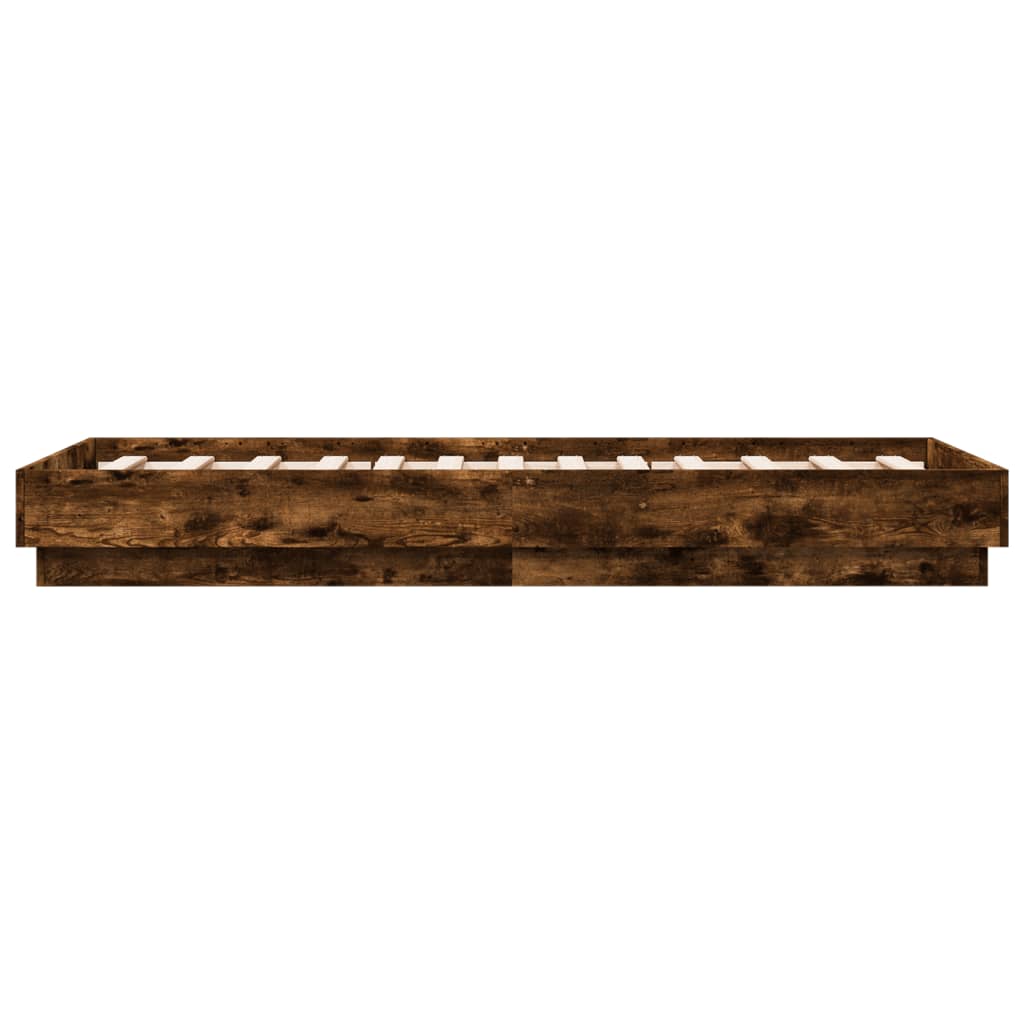 Cadre de lit sans matelas chêne fumé 75x190cm bois d'ingénierie