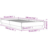 Cadre de lit sans matelas chêne fumé 75x190cm bois d'ingénierie