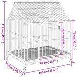 Hundekäfig mit Rädern aus schwarzgrauem verzinktem Stahl