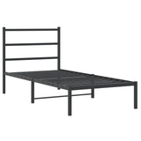 Cadre de lit métal sans matelas avec tête de lit noir 90x200 cm