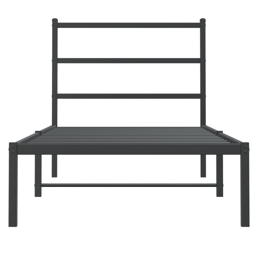 Cadre de lit métal sans matelas avec tête de lit noir 90x200 cm