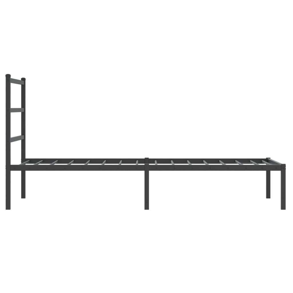 Cadre de lit métal sans matelas avec tête de lit noir 90x200 cm