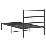 Cadre de lit métal sans matelas avec tête de lit noir 90x200 cm