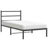 Cadre de lit métal sans matelas avec tête de lit noir 100x190cm